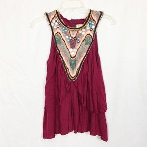 Free People purple embellished collar tank XS